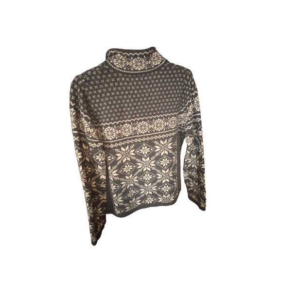 LL Bean Nordic Fair Isle Button Front Cardigan Sweater Cotton and Lambswool Blen - Picture 3 of 4